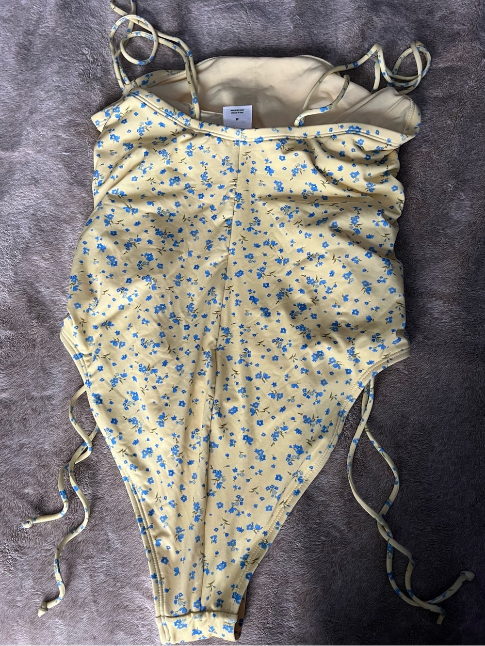 Wild Fable Yellow Floral One-Piece Swimsuit with Blue Flowers - Picture 4 of 5